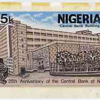 Nigeria 1984 25th Anniversary of Central Bank - original hand-painted artwork for 25k value (showing Central Bank) by NSP&MCo Staff Artist Samuel Eluare on card 5" x 8.5" endorsed B4