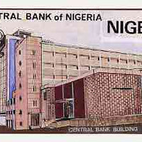 Nigeria 1984 25th Anniversary of Central Bank - original hand-painted artwork for 25k value (showing Central Bank) by unknown artist on card 5" x 8.5"