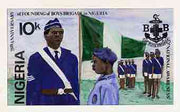 Nigeria 1983 Boys Brigade 75th Anniversary - original hand-painted artwork for 10k value (On Parade with Flag) by unknown artist on card 8.5" x 5" endorsed A5