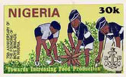 Nigeria 1983 Boys Brigade 75th Anniversary - original hand-painted artwork for 30k value (Harvesting Cassava) by unknown artist on card 8.5" x 5"