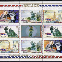 Belize 1986 Centenary of Statue of Liberty perf sheetlet containing 2 sets of 4 plus label unmounted mint SG 924-7