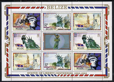 Belize 1986 Centenary of Statue of Liberty perf sheetlet containing 2 sets of 4 plus label unmounted mint SG 924-7