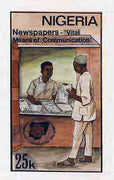 Nigeria 1983 World Communications Year - original hand-painted artwork for 25k value (Newspaper Kiosk) by Mrs A Adeyeye on board 5" x 8.5", endorsed B1