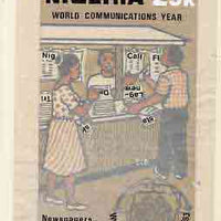 Nigeria 1983 World Communications Year - original hand-painted artwork for 25k value (Newspaper Kiosk) by Godrick N Osuji on card 5" x 8.5", endorsed B8