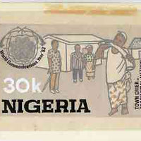 Nigeria 1983 World Communications Year - original hand-painted artwork for 30k value (Town Cryer) by Godrick N Osuji on card 8.5" x 5", endorsed C8