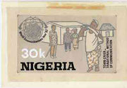 Nigeria 1983 World Communications Year - original hand-painted artwork for 30k value (Town Cryer) by Godrick N Osuji on card 8.5" x 5", endorsed C8