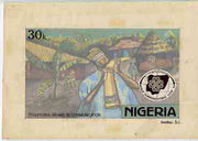 Nigeria 1983 World Communications Year - original hand-painted artwork for 30k value (Town Cryer) by S O Nwasike on card 8.5" x 5"