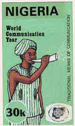 Nigeria 1983 World Communications Year - original hand-painted artwork for 30k value (Town Cryer) by unknown artist on board 5" x 8.5"