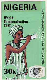 Nigeria 1983 World Communications Year - original hand-painted artwork for 30k value (Town Cryer) by unknown artist on board 5