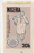 Nigeria 1983 World Communications Year - original hand-painted artwork for 30k value (Town Cryer) by Godrick N Osuji on card 5" x 8.5", endorsed C9