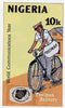 Nigeria 1983 World Communications Year - original hand-painted artwork for 10k value (Postman on Bicycle) by unknown artist on card 5" x 8.5"