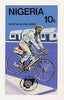 Nigeria 1983 World Communications Year - original hand-painted artwork for 10k value (Postman on Bicycle) by unknown artist on card 5" x 8.5" endorsed A2