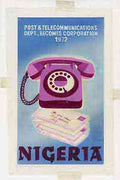 Nigeria 1972 Posts & Telecommunications Corporation - original hand-painted artwork for undenominated value (showing Telephone and letters) by Austin Ogo Onwudimegwu on card 5" x 8.5"