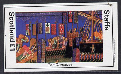 Staffa 1982 Tapestries (The Crusades) imperf souvenir sheet (£1 value) unmounted mint