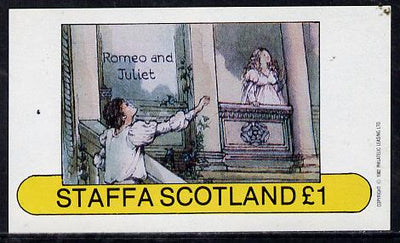 Staffa 1982 Scenes from Shakespeare's Plays (Romeo & Juliet) imperf souvenir sheet (£1 value) unmounted mint