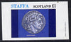 Staffa 1982 Old Coins (Alexander) imperf souvenir sheet (£1 value),unmounted mint