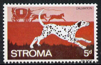 Stroma 1969 Dogs 5d (Dalmation) perf single with 'Europa 1969' albino opt unmounted mint*