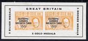 Calf of Man 1968 Olympic Games Mexico overprinted on Churchill imperf m/sheet (24m & 84m orange) additionally opt'd with Medals Won, unmounted mint (as Rosen CA134MS)
