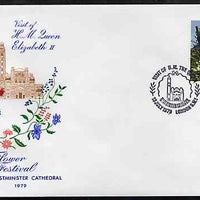 Great Britain 1979 Illustrated cover commemorating the,Queen's visit to the Flower Festival at Westminster Cathedral, bearing 9d Flower stamp with special commem cancel