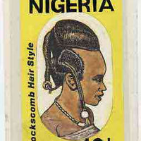 Nigeria 1987 Women's Hairstyles - original hand-painted artwork for 10k value (Cockscomb Hair style) by Godrick N Osuji on card 5" x 8.5" endorsed A1