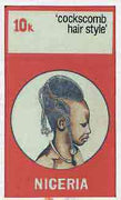 Nigeria 1987 Women's Hairstyles - original hand-painted artwork for 10k value (Cockscomb Hair style) by Clement O Ogbebor on card 5" x 8.5" endorsed A6