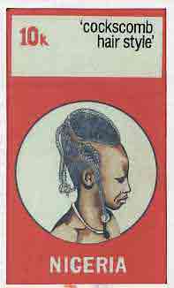 Nigeria 1987 Women's Hairstyles - original hand-painted artwork for 10k value (Cockscomb Hair style) by Clement O Ogbebor on card 5