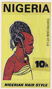 Nigeria 1987 Women's Hairstyles - original hand-painted artwork for 10k value (Cockscomb Hair style) by unknown artist on board 5" x 8.5" endorsed A4