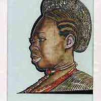 Nigeria 1987 Women's Hairstyles - original hand-painted artwork for 25k value (Akoto Hair style) by Clement O Ogbebor on card 5" x 8.5" endorsed C5