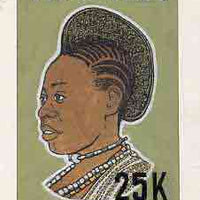 Nigeria 1987 Women's Hairstyles - original hand-painted artwork for 25k value (Akoto Hair style) by Godrick N Osuji on card 5" x 8.5" endorsed C1