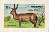 Nigeria 1984 Nigerian Wildlife - original hand-painted artwork for 10k value (Waterbuck) by Godrick N Osuji on card 8.5" x 5" endorsed A2