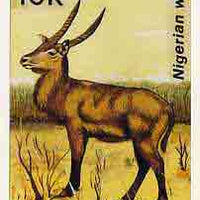 Nigeria 1984 Nigerian Wildlife - original hand-painted artwork for 10k value (Waterbuck) by unknown artist on card 5" x 8.5" endorsed A5