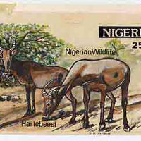 Nigeria 1984 Nigerian Wildlife - original hand-painted artwork for 25k value (Hartbeest) by S O Nwasike on card 8" x 5"