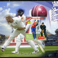 St Thomas & Prince Islands 2004 Cricket - Andrew Strauss imperf souvenir sheet unmounted mint. Note this item is privately produced and is offered purely on its thematic appeal