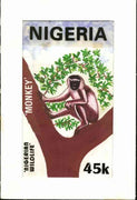 Nigeria 1984 Nigerian Wildlife - original hand-painted artwork for 45k value (Monkey) by unknown artist on board 5" x 8.5"