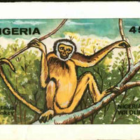 Nigeria 1984 Nigerian Wildlife - original hand-painted artwork for 45k value (Tantalus Monkey) by Godrick N Osuji on card 8.5 inches x 5 inches endorsed D4