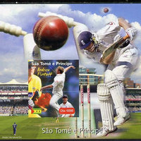 St Thomas & Prince Islands 2004 Cricket - Andrew Flintoff imperf souvenir sheet unmounted mint. Note this item is privately produced and is offered purely on its thematic appeal