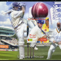 St Thomas & Prince Islands 2004 Cricket - Michael Vaughan imperf souvenir sheet unmounted mint. Note this item is privately produced and is offered purely on its thematic appeal