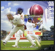 St Thomas & Prince Islands 2004 Cricket - Nasser Hussain imperf souvenir sheet unmounted mint. Note this item is privately produced and is offered purely on its thematic appeal