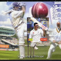 St Thomas & Prince Islands 2004 Cricket - Ashley Giles imperf souvenir sheet unmounted mint. Note this item is privately produced and is offered purely on its thematic appeal