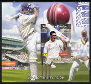 St Thomas & Prince Islands 2004 Cricket - Ashley Giles imperf souvenir sheet unmounted mint. Note this item is privately produced and is offered purely on its thematic appeal