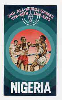 Nigeria 1973 Second All Africa Games - original hand-painted artwork (undenominated) by Austin Ogo Onwudimegwu showing Boxing, on card 5" x 8.5"