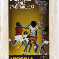 Nigeria 1973 Second All Africa Games - original hand-painted artwork (undenominated) by Austin Ogo Onwudimegwu showing Netball, on card 5" x 8.5"