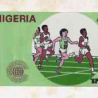 Nigeria 1983 Commonwealth Day - original hand-painted artwork for 45k value (Athletics) by unknown artist, on board 8.5" x 5"