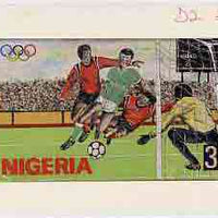 Nigeria 1992 Barcelona Olympic Games (2nd issue) - original hand-painted artwork for 30k value (Football) by Clement O Ogbebor, on card 7" x 4" endorsed D2