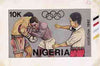 Nigeria 1992 Barcelona Olympic Games (1st issue) - original hand-painted artwork for 10k value (Boxing) by NSP&MCo Staff Artist Samuel A M Eluare, on board 8.5" x 5" endorsed A3