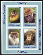 Karachaevo-Cherkesia Republic 1996 WWF imperf sheetlet containing complete set of 4 Monkeys unmounted mint