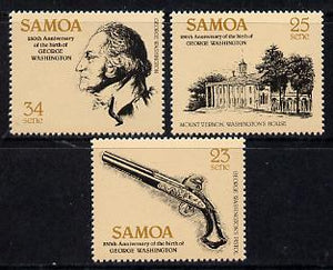 Samoa 1982 George Washington set of 3 unmounted mint SG 612-14