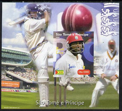 St Thomas & Prince Islands 2004 Cricket - Brian Lara imperf souvenir sheet unmounted mint. Note this item is privately produced and is offered purely on its thematic appeal
