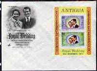Antigua 1973 Royal Wedding m/sheet opt'd for 'Honeymoon Visit' (SG MS 375) on illustrated cover with first day cancel
