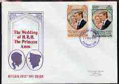 Ascension 1973 Royal Wedding set of 2 on illustrated cover with first day cancel